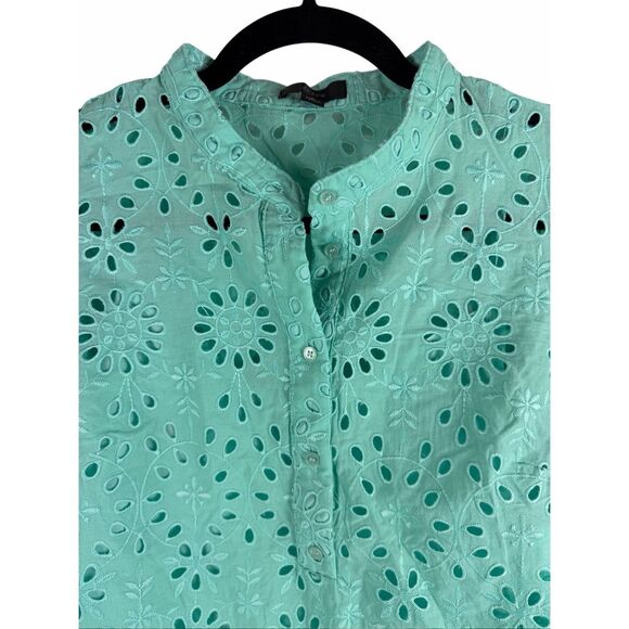 J. Crew Teal eyelet button up top- size s - Picture 3 of 8